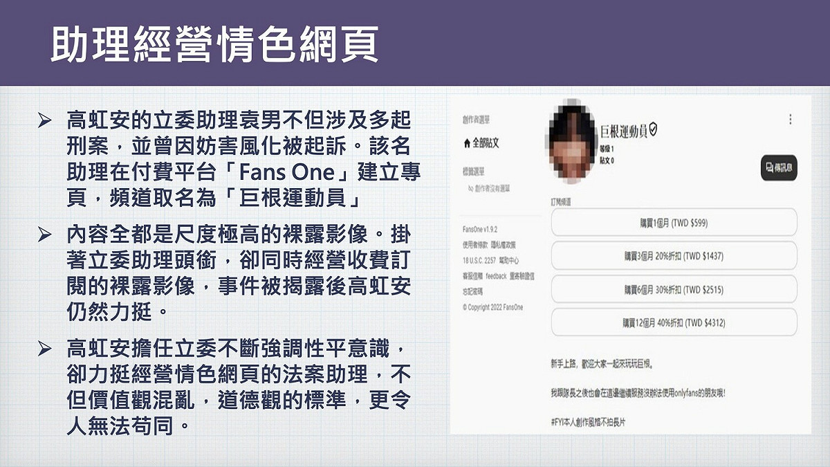 林耕仁質疑，高虹安的助理袁男經營情色網頁。 圖：取自林耕仁臉書