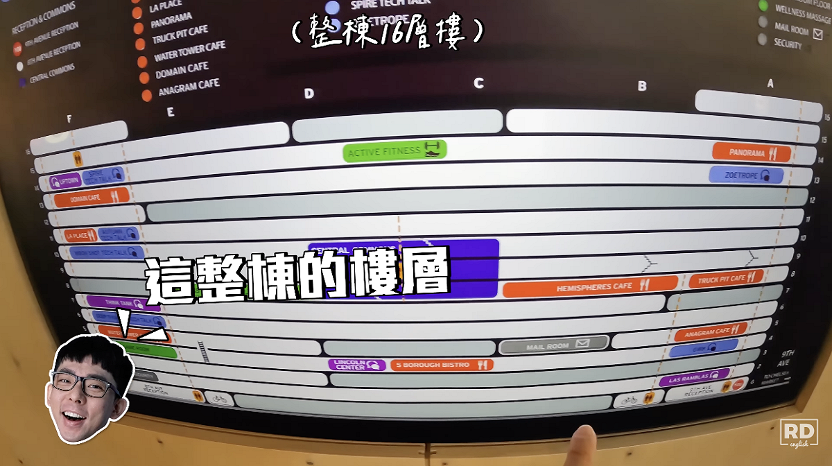 他表示，整棟辦公室總共有高達16層樓。 圖：翻攝自阿滴YT頻道