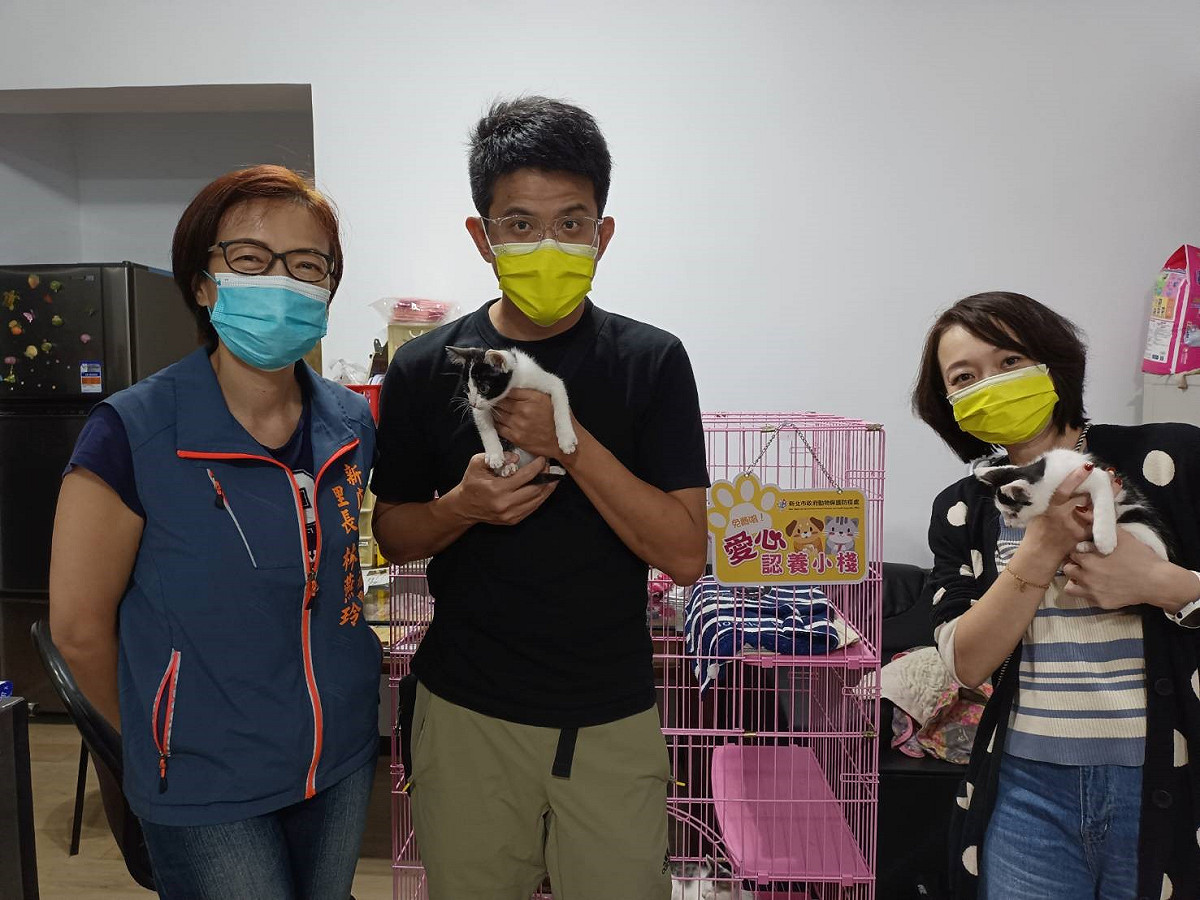 侯先生認養2隻貓咪，感謝林燕玲愛的付出。 圖：新北市動保處提供