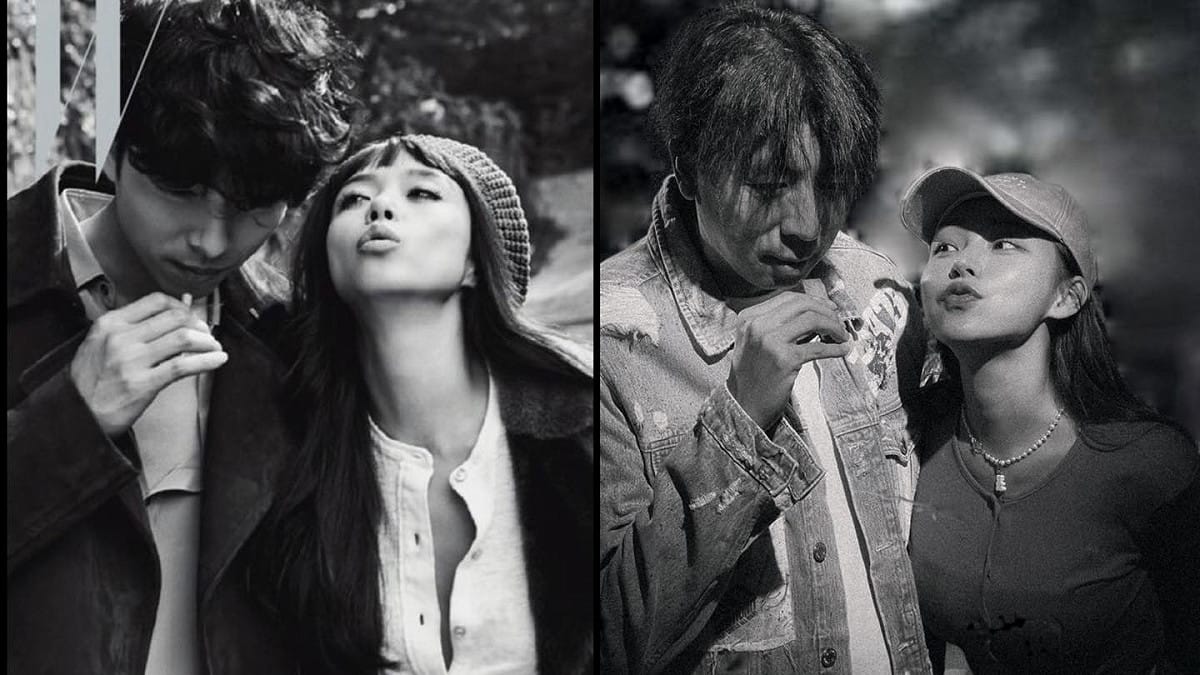 林襄(右)將頭抬起並嘟嘴，做出和全度妍相同的表情。 圖：翻攝自臉書/梁赫群