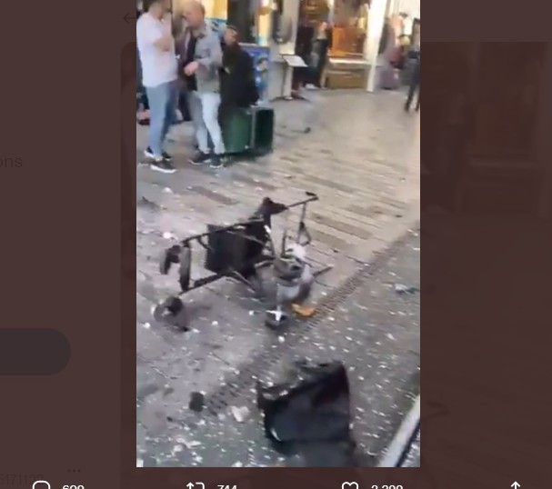 土耳其伊斯坦堡鬧區13日發生一起爆炸事故，至少造成6人罹難，81人受傷。 圖：翻攝推特