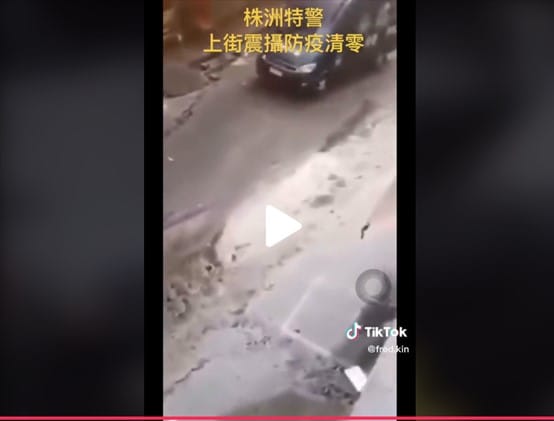 網友上傳的抖音影片顯示株洲即將進行「武裝巡邏」。 翻攝自：抖音 @fred.kin