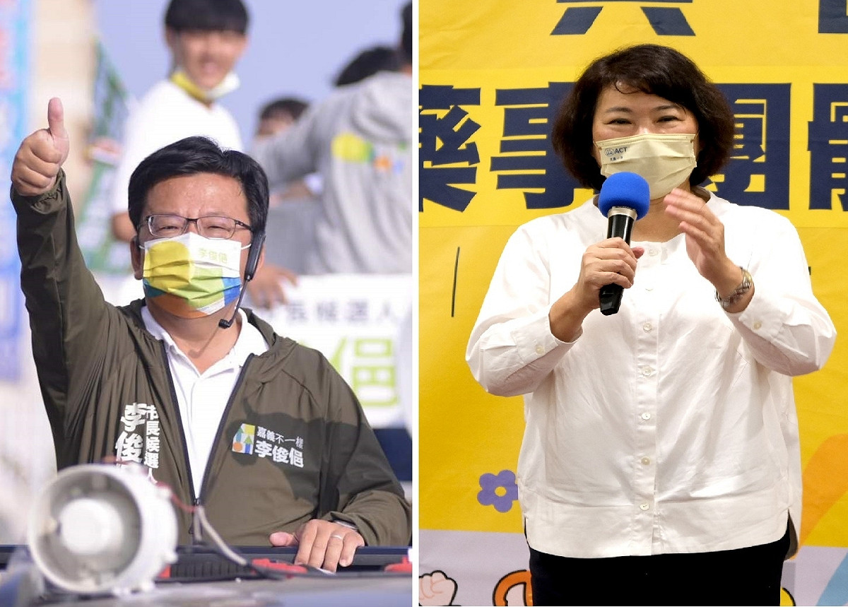 嘉義市長選舉，黃敏惠（右）大贏李俊俋（左）2萬多票自行宣布當選。 圖：新頭殼合成照片