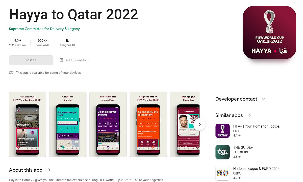 「Hayya to Qatar 2022」具備有會主動防止手機進入睡眠模式狀態。 圖：翻攝自Google Play