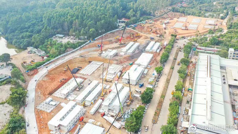 廣東省廣州市各區都在加緊建設方艙醫院。 圖:翻攝自鳳凰網微博