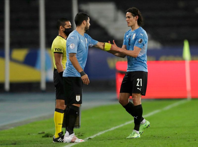 烏拉圭兩位世界級前鋒Edinson Cavani、Luis Suarez都已過巔峰期。 圖／美聯社／達志影像