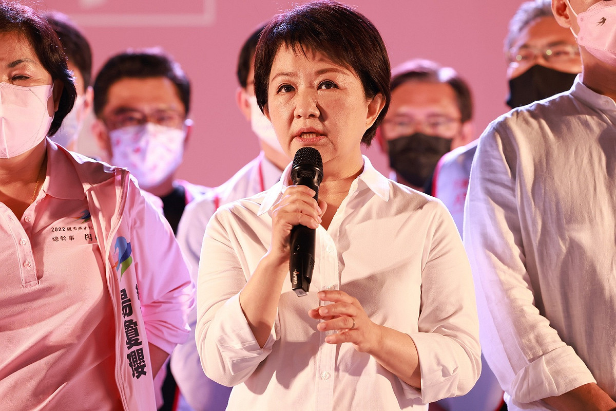 盧秀燕發表勝選感言。 盧秀燕競選總部/提供