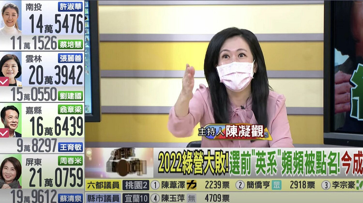 陳凝觀節目上飆罵民進黨。 圖：翻攝年代向錢看