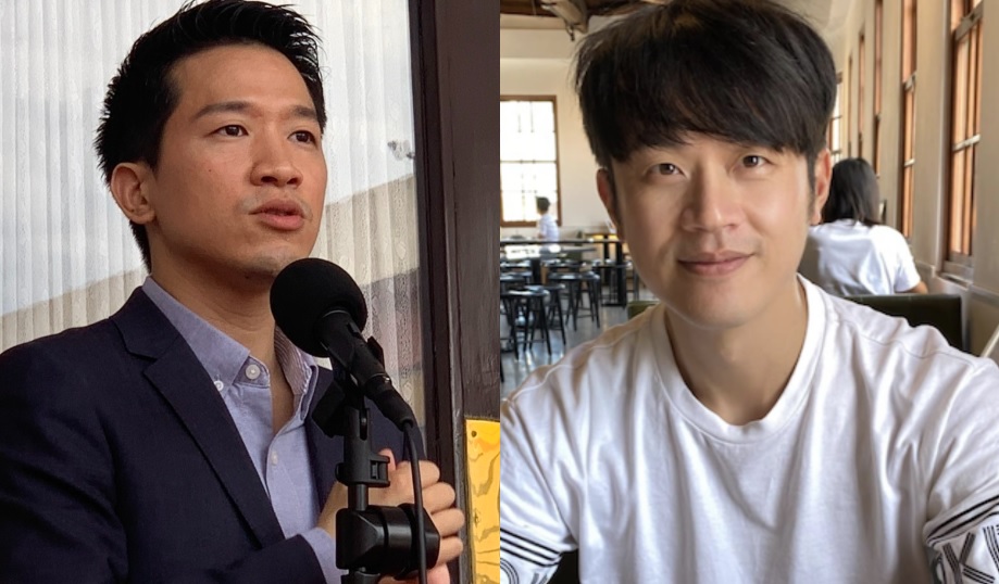 民進黨立委何志偉、「焦糖哥哥」陳嘉行 圖：張良一／攝、焦糖哥哥臉書
