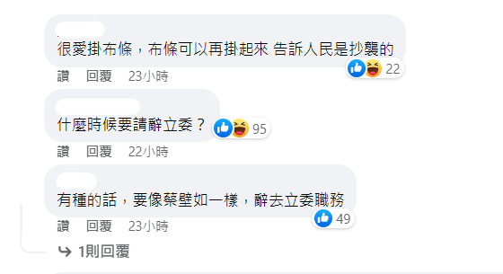 網友湧入蔡適應臉書留言，要他比照民眾黨前立委蔡壁如請辭。 圖: 翻攝自蔡適應臉書