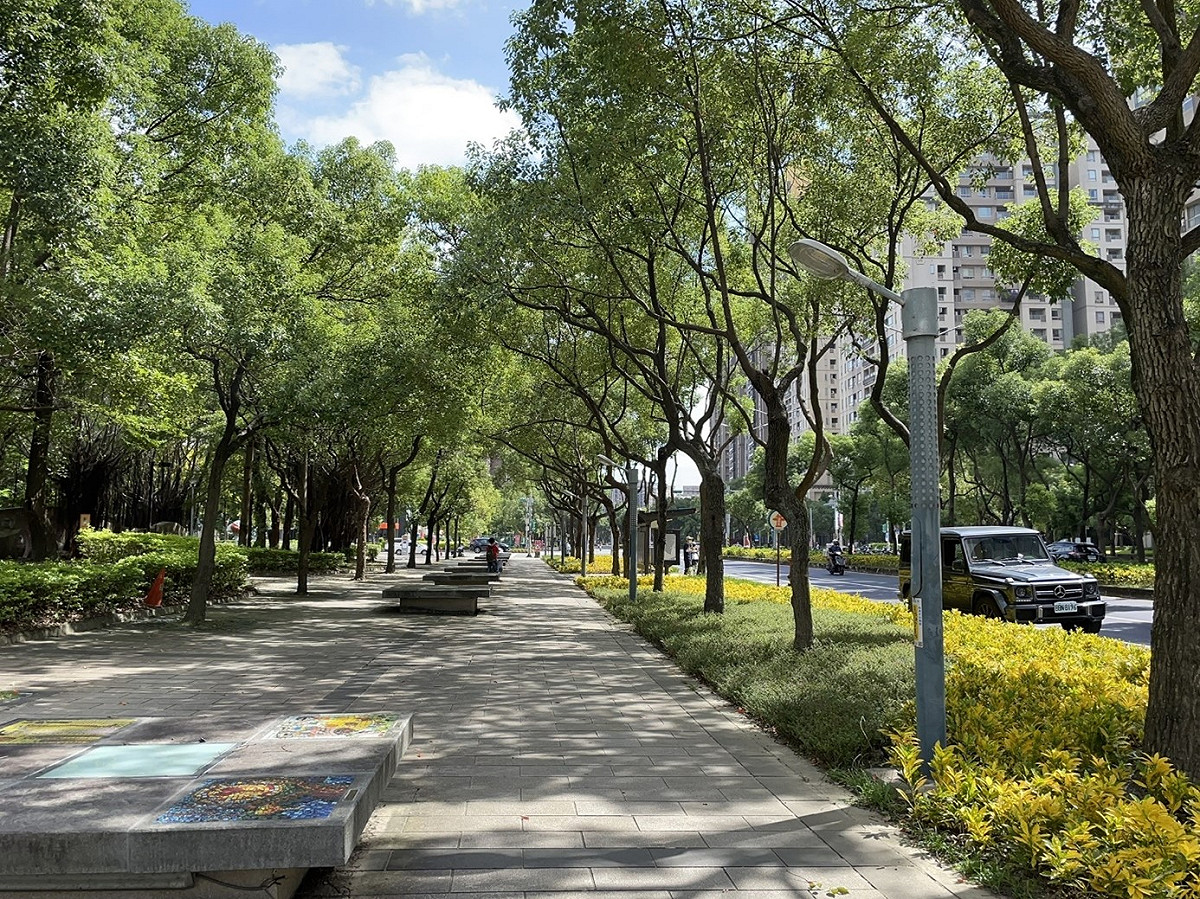 景觀處與三峽及樹林區公所合作，納入當地里民建議種植觀葉、觀花植物，改造城市景觀（海洋公園前人行空間改善後）。 圖：新北市景觀處提供