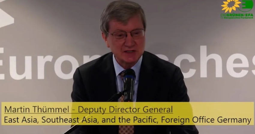 德國外交部亞太司副司長圖邁爾（Martin Thümmel）。 圖：翻攝YouTube @ReinhardBuetikofe