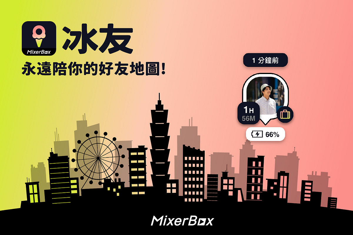 最新打造免費社交定位神器「冰友」測試階段旋即意外爆紅 圖：MixerBox／提供