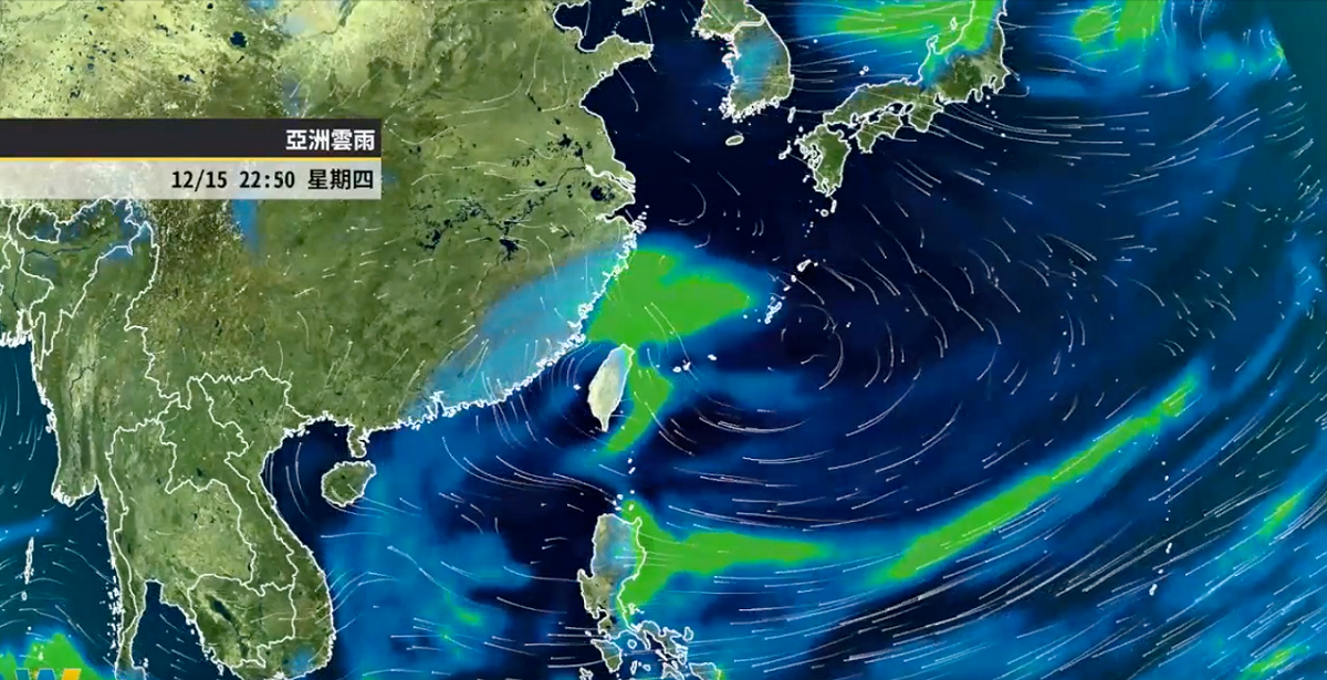 今(15)日白天開始由於大陸高壓逐漸出海，冷空氣強度減弱，因此從今天到明天白天氣溫將短暫回升。 圖：翻攝自天氣風險公司臉書