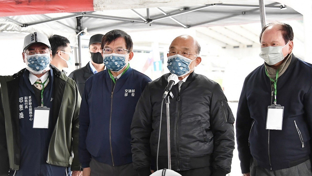 蘇貞昌今天出席「南方澳跨港大橋重建工程」通車祈福典禮。 圖：行政院提供