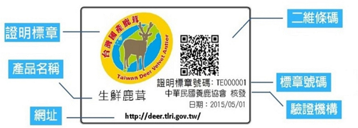 臺灣國產鹿茸標章經推廣，現已成為民眾購買時的重要憑據。 圖：中華民國養鹿協會提供