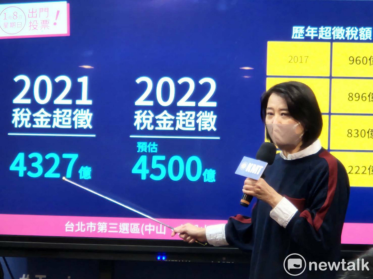 國民黨立委補選參選人王鴻薇主張將政府超徵的稅收部分還稅於民。 圖：黃建豪/攝