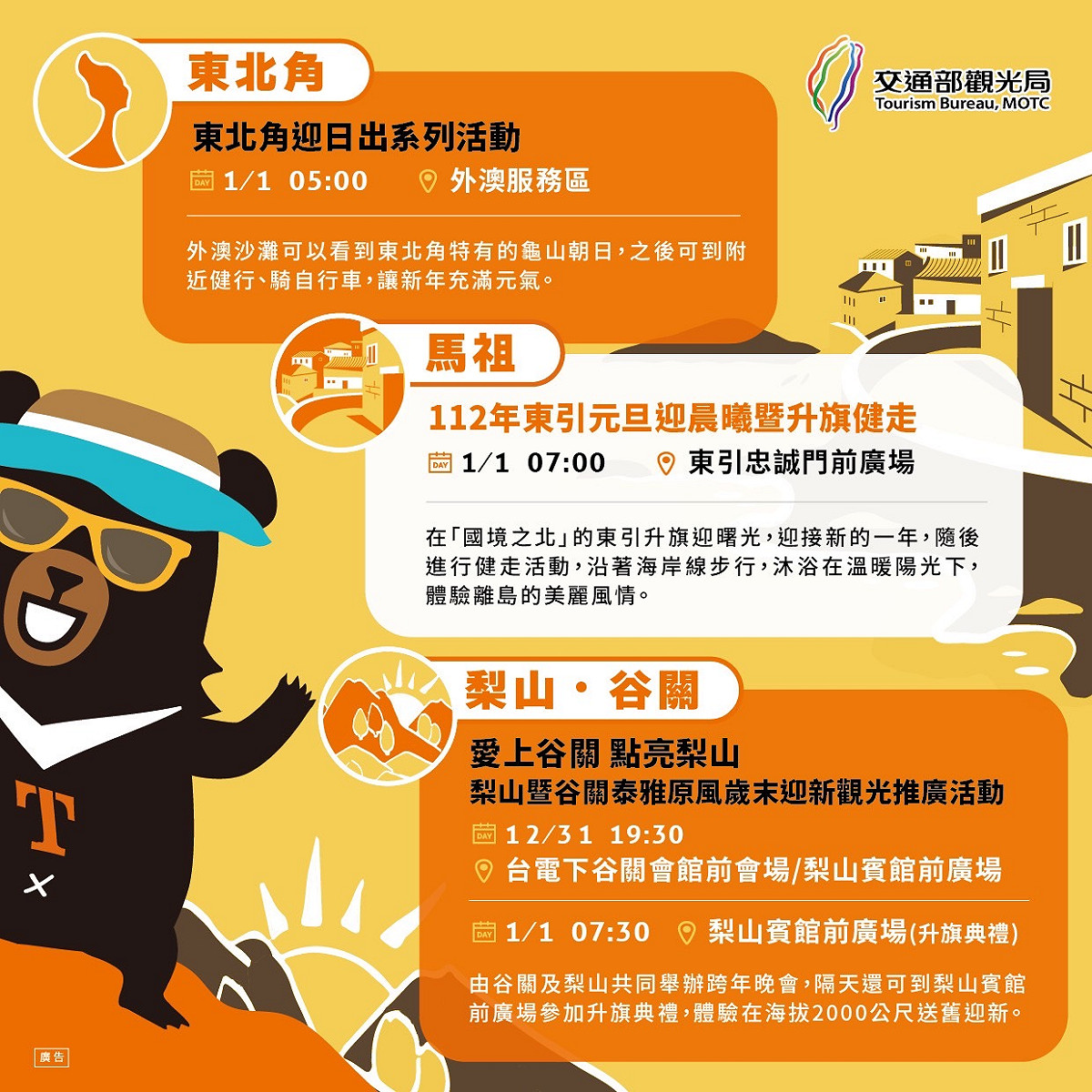 北部精彩跨年元旦活動彙整。 圖：交通部／提供