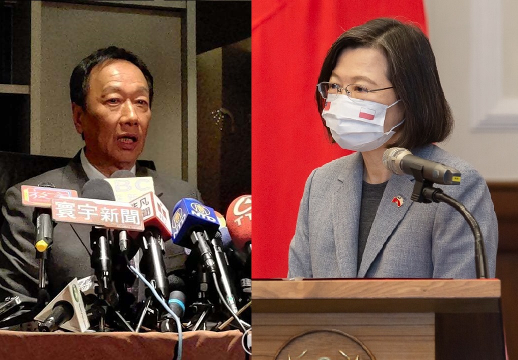 鴻海創辦人郭台銘(左)、總統蔡英文(右)。 圖：黃建豪攝、總統府提供/新頭殼合成