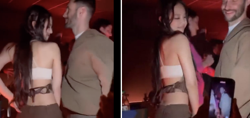 只見她穿著火辣，和這名疑似叫Simon的男子互動親密。 圖：翻攝自推特