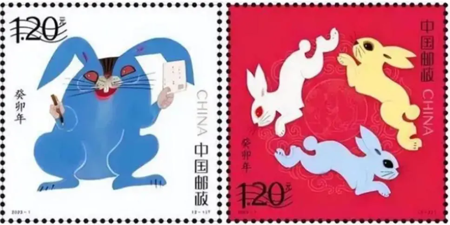 中國推出兔年郵票，引發熱議。 圖：翻攝自中國郵政