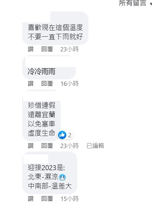 陰雨的跨年夜引起議論。 圖：取自中央氣象局網站