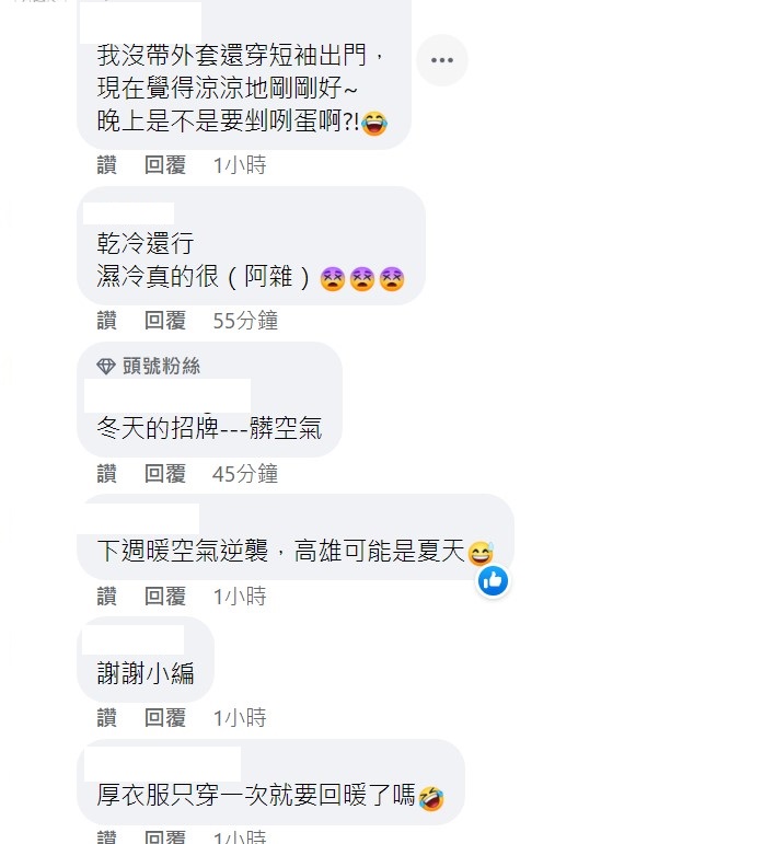 過年前的天氣變化引起網友討論。 圖：取自天氣即時預報臉書