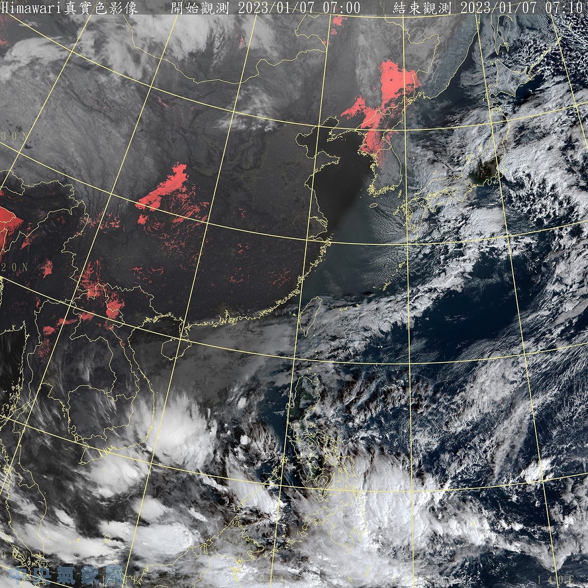 今天天氣大致晴朗，全台各地包括澎湖、金門、馬祖，大多是多雲到晴的天氣，只有東部、東南部與恆春半島，將有局部短暫雨。 圖：中央氣象局/提供