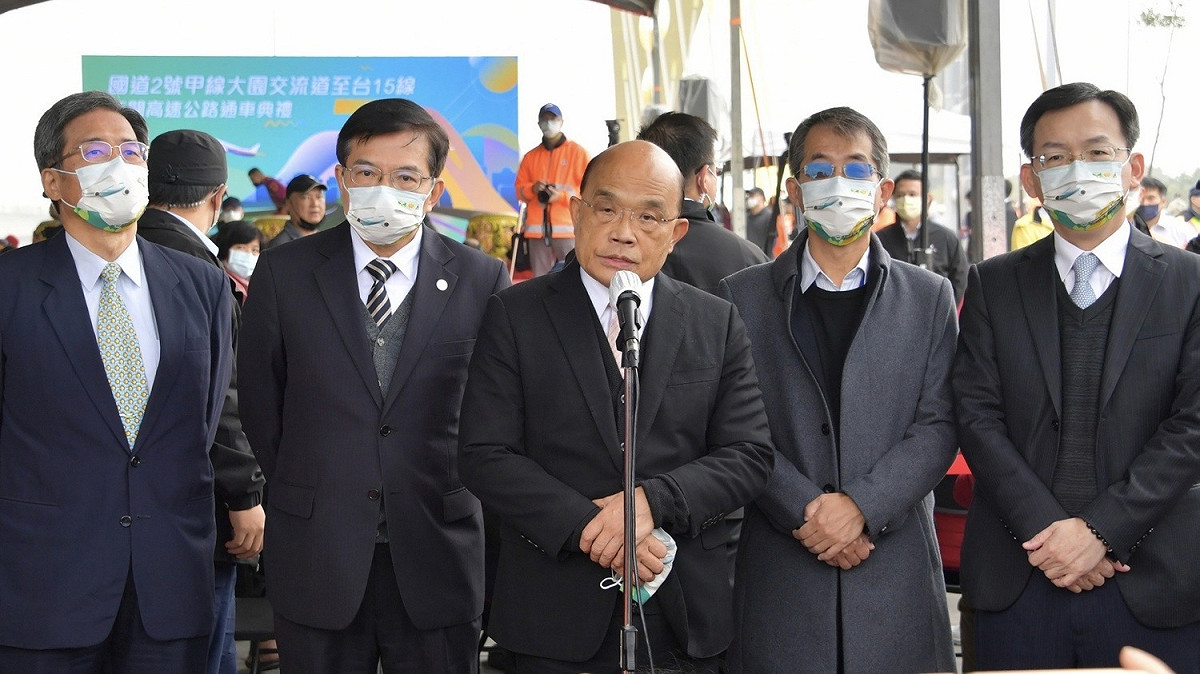 行政院長蘇貞昌9日上午出席「國道2號大園交流道至台15線新闢高速公路工程」通車典禮。 圖：行政院提供