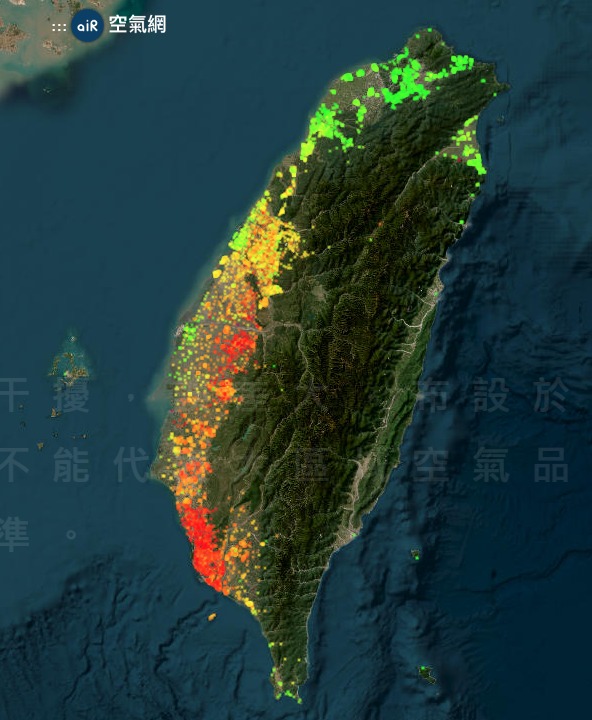 今日北部地區和中部沿海的空品明顯變好。 圖：取自鄭明典臉書