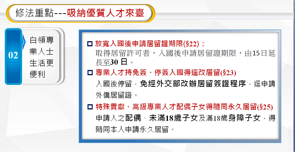 入出國及移民法修正草案重點之一。 圖：內政部提供
