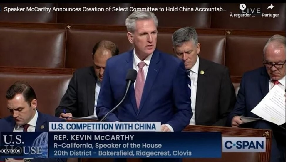 美國眾議院議長麥卡錫宣布通過設立「美國與中國共產黨戰略競爭特設委員會」。 圖:翻攝自https://www.speaker.gov