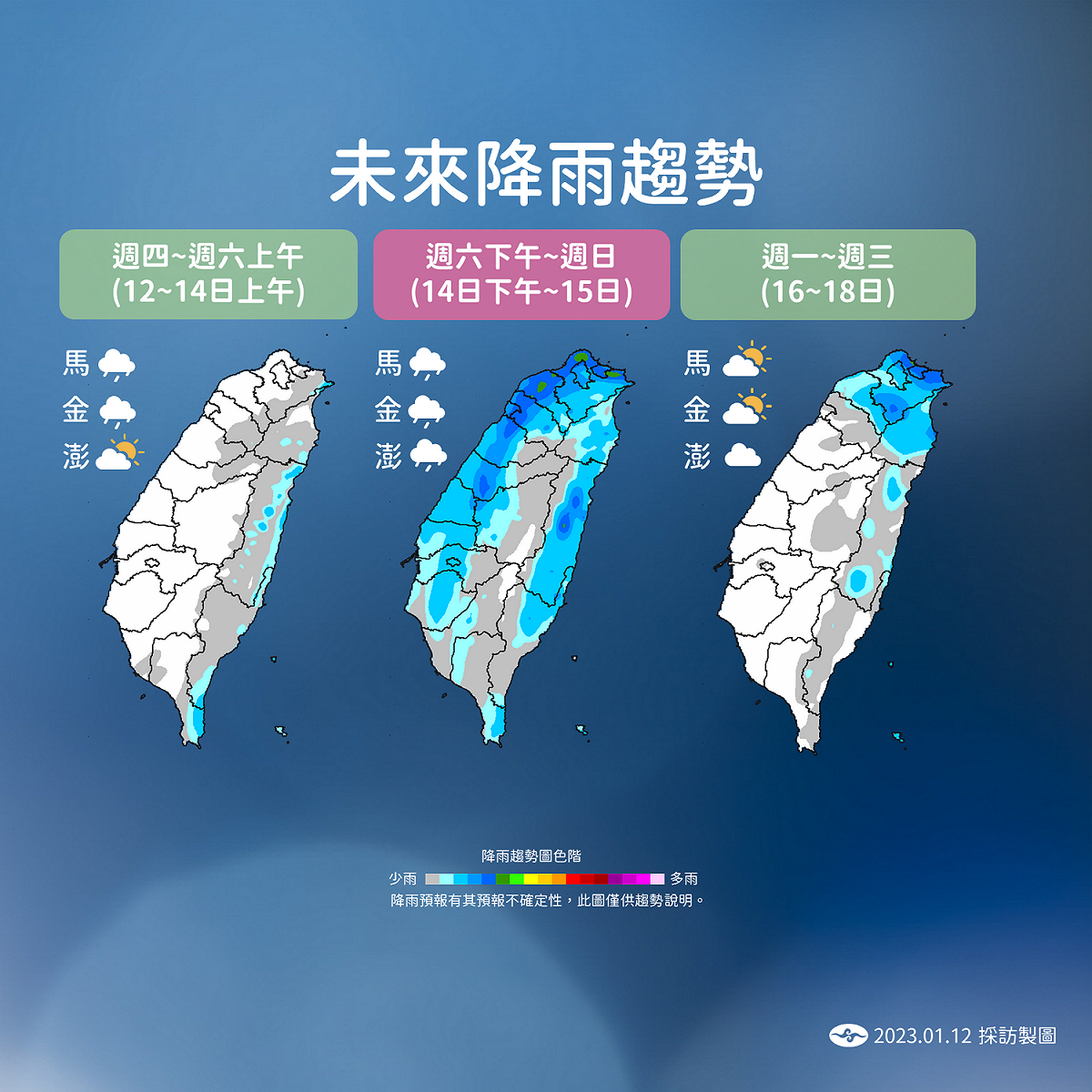 未來一週降雨趨勢。 圖：中央氣象局／提供