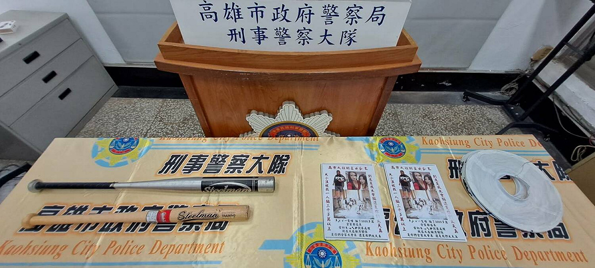 警方查獲暴力討債集團犯罪證物。 圖：高市警刑大/提供