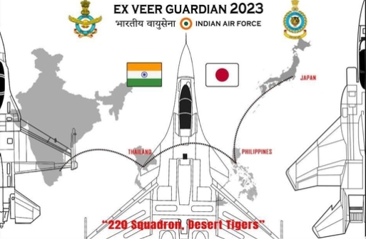 日、印 Veer Guardian 23 空中聯合演習。 圖  : 翻攝自網路