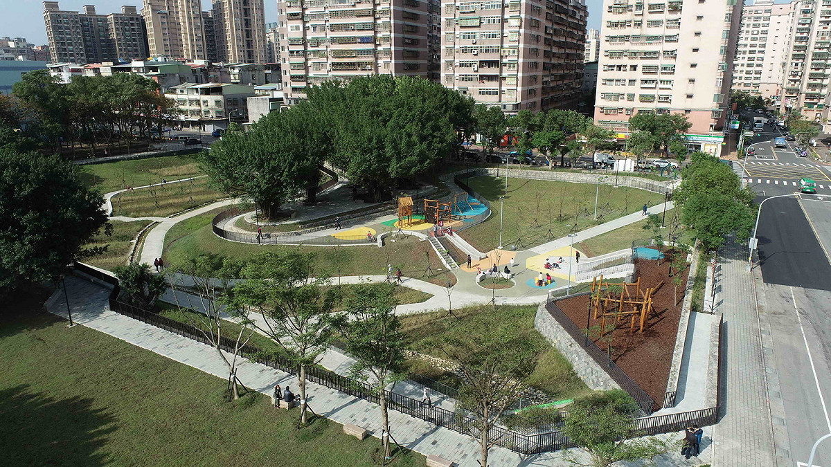 壽德公園保留老樹區的眷村記憶。 圖：新北市水利局提供