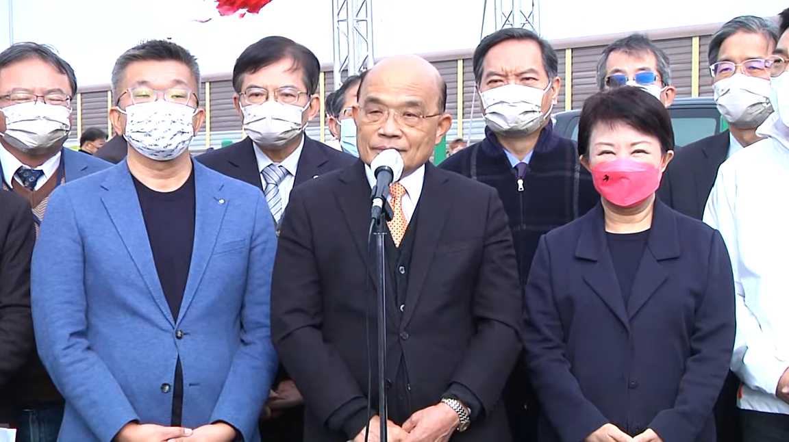行政院長蘇貞昌今（16）日上午到台中市出席國道4號台中環線豐原潭子段計畫全線通車典禮前受訪。 圖：擷自直播畫面