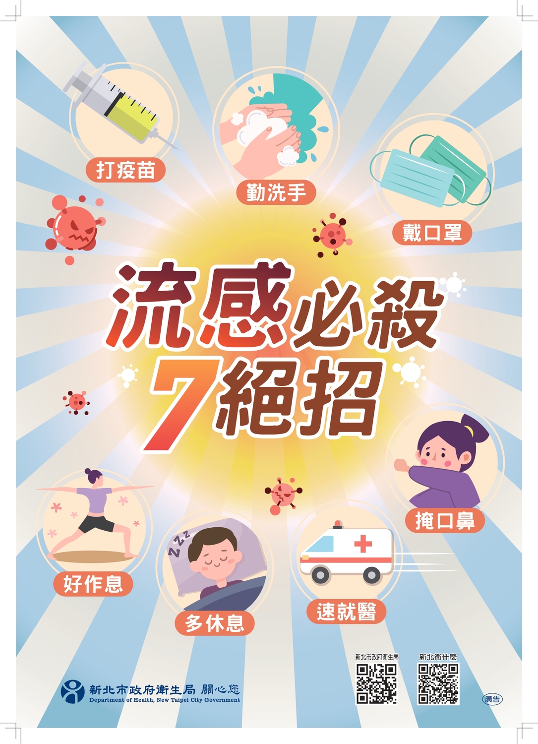 流感必殺７絕招。 圖：新北市衛生局提供