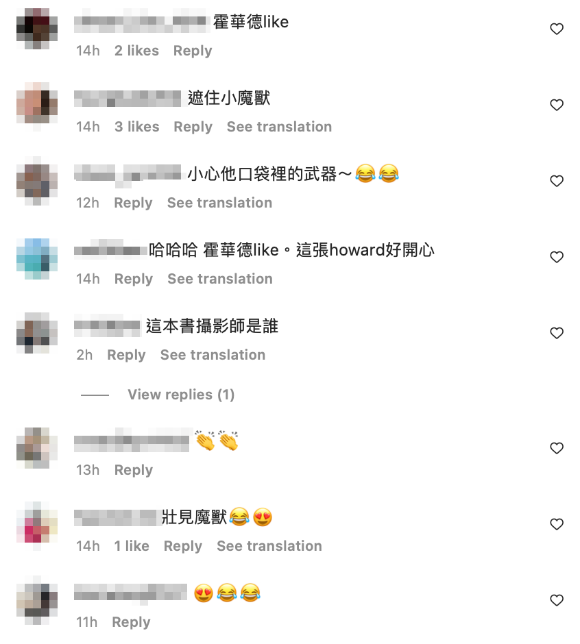 粉絲見狀都笑說「哈哈哈霍華德like！」 圖：翻攝自壯壯IG