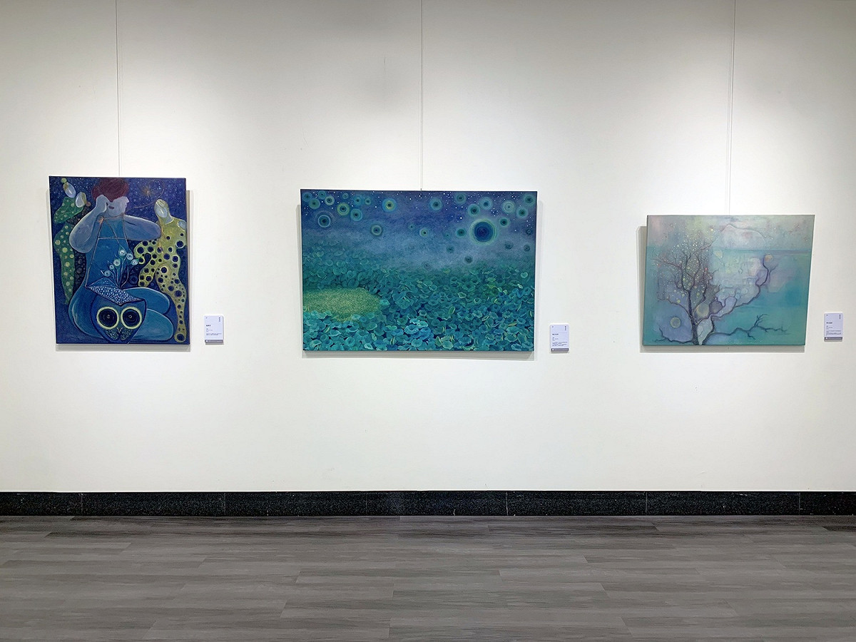 左圖1為此次展出的代表作品《編織者》。 圖：新北市文化局提供