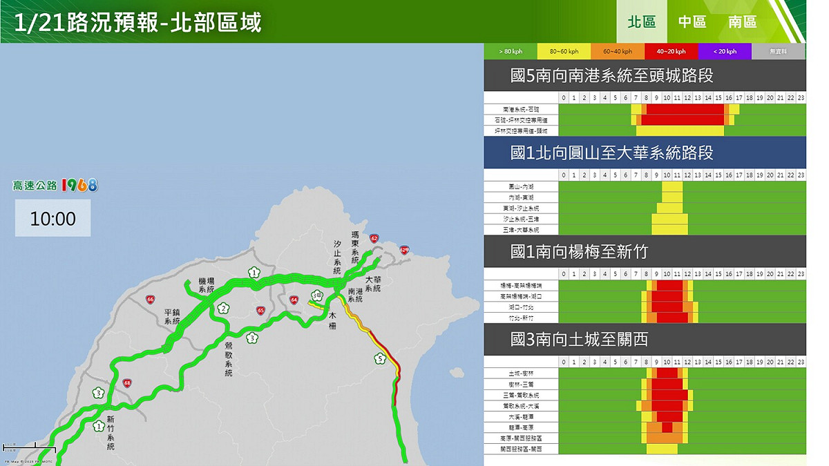 高速公路局路況預報。 圖：高速公路局／提供