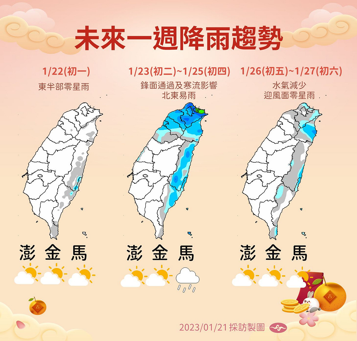 未來一週各地降雨趨勢。 圖：中央氣象局／提供