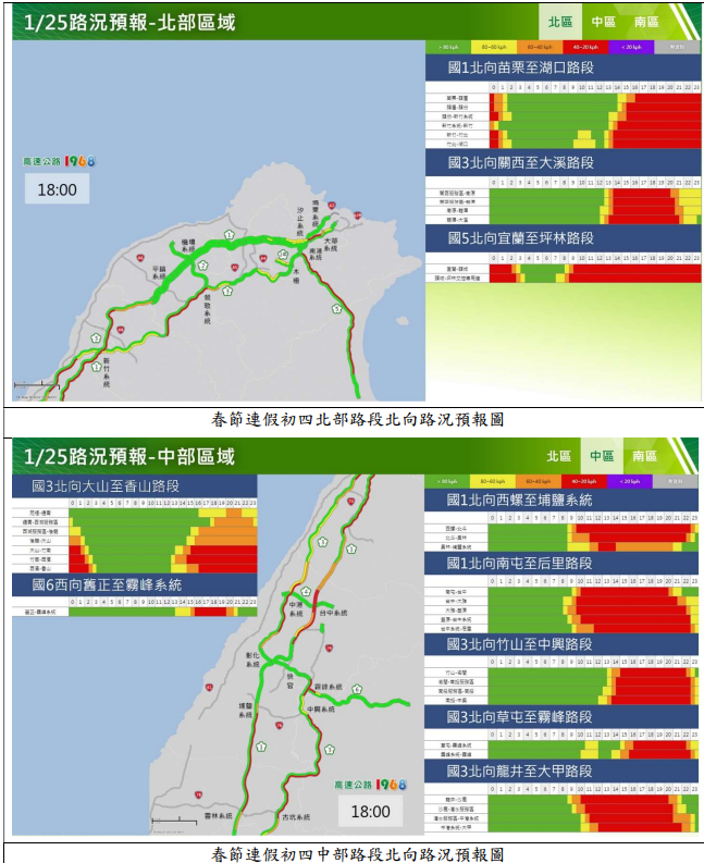 1/25路況預測1 圖：高公局/提供
