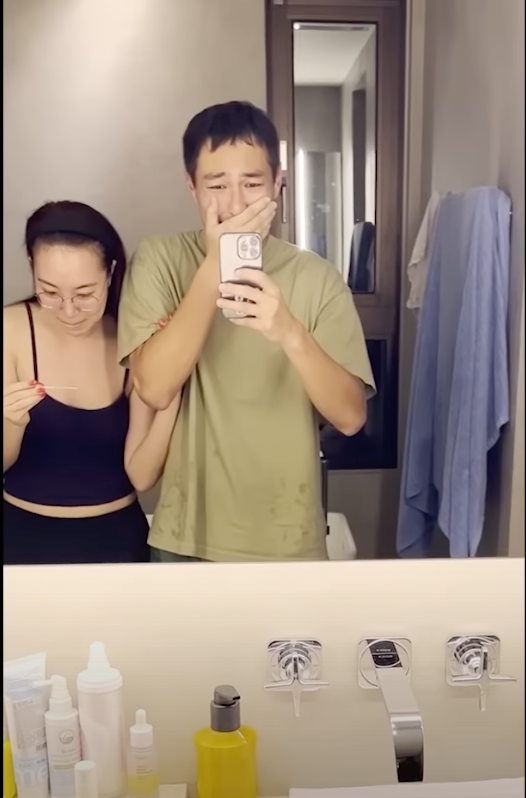 楊祐寧上傳Youtube影片，可見他與老婆又驚又喜。 圖：翻攝自楊祐寧Youtube