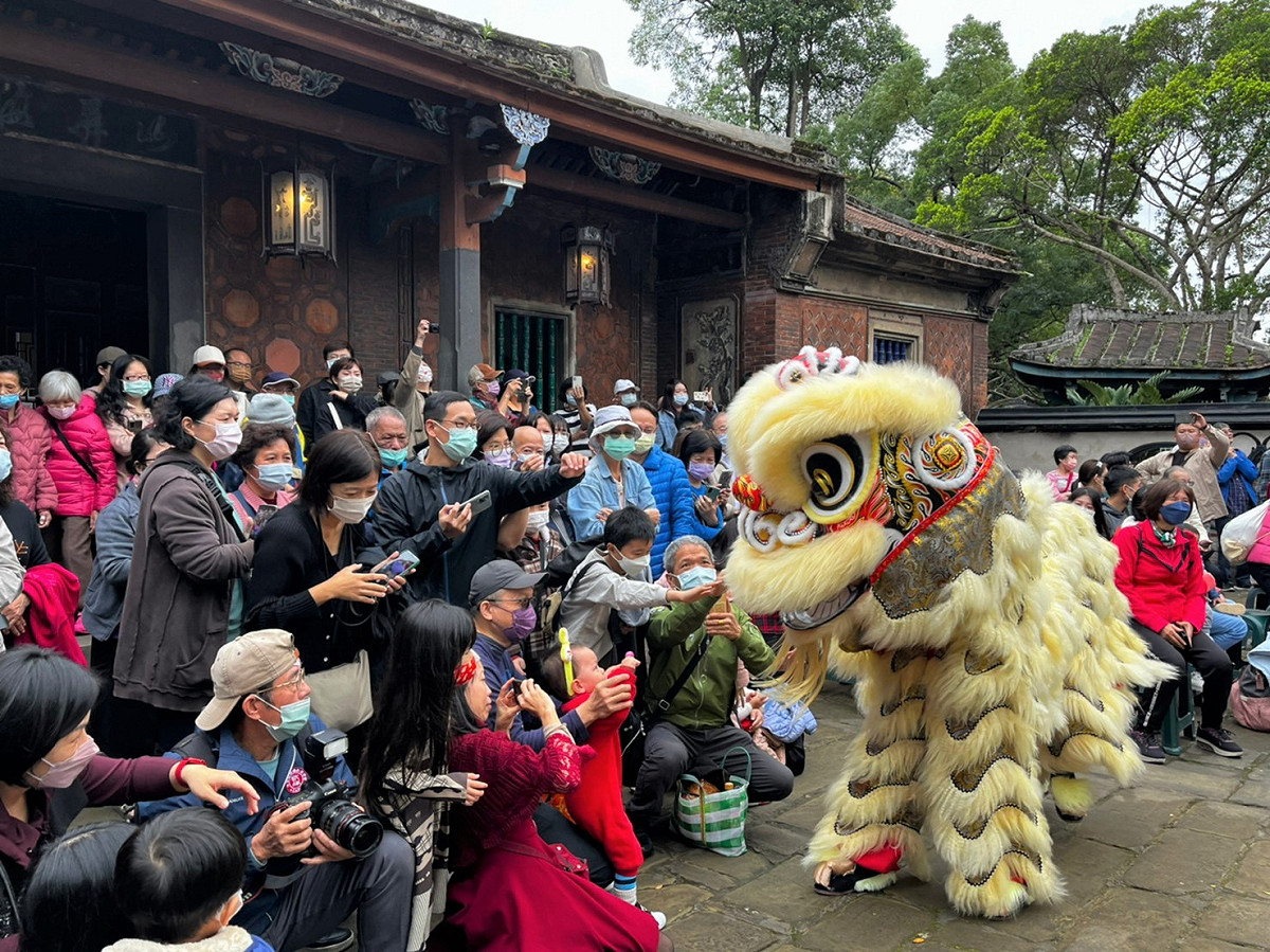 林本源園邸鼓舞迎春開園報喜。 圖：新北市文化局提供