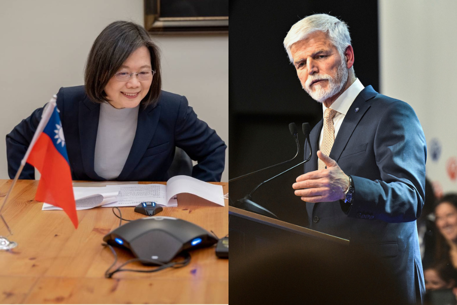 蔡英文總統與捷克總統當選人帕維爾舉行電話會議，氣氛融洽。 圖：總統府提供、美聯社（新頭殼合成）