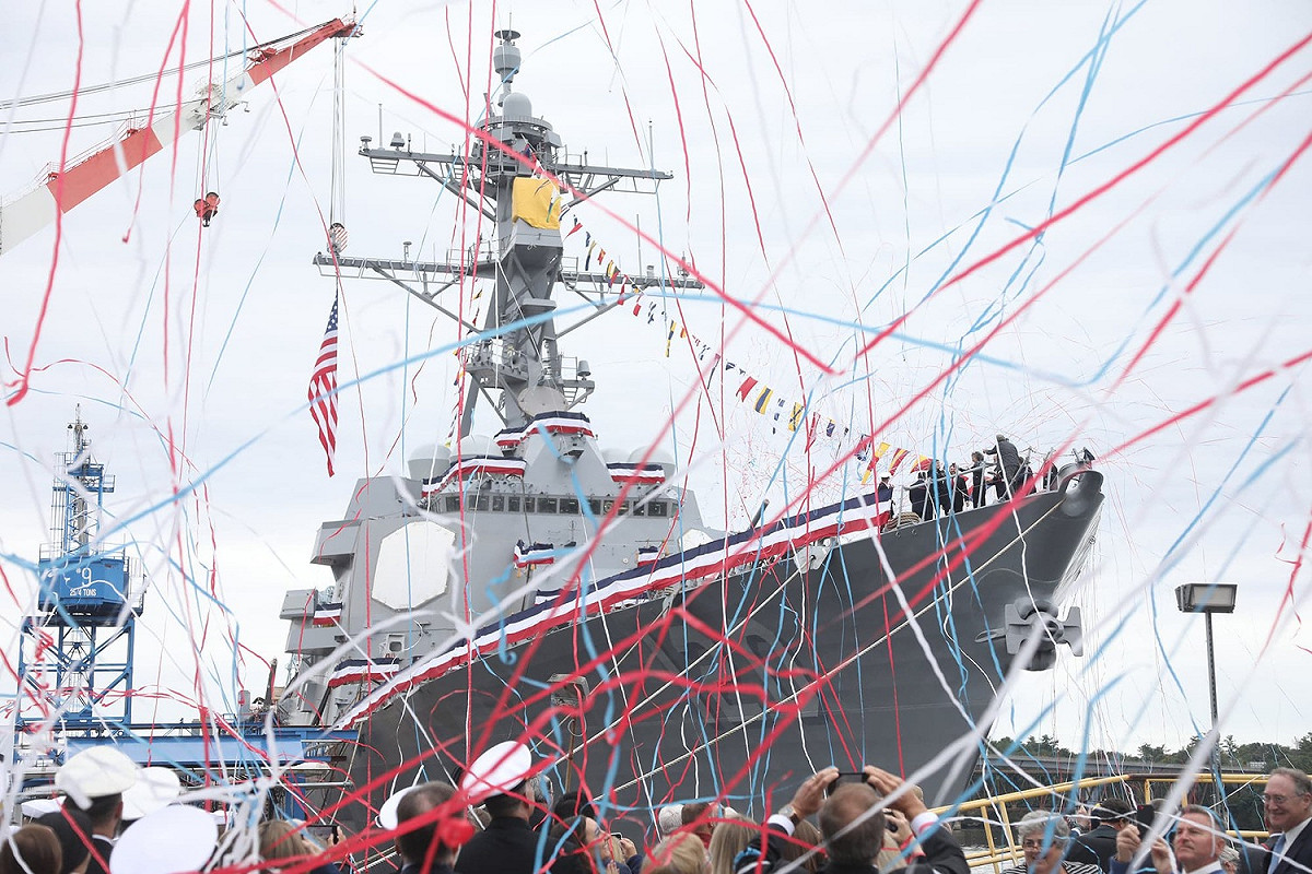 美國海軍第70艘勃克級神盾驅逐艦「萊文號(USS Carl M. Levin，DDG-120)」上週交付。 圖：翻攝US Navy