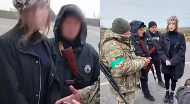 一名 26 歲的烏克蘭軍官，試圖以男扮女裝的方式逃到摩爾多瓦，結果被捕。 圖 : 翻攝自第一軍情
