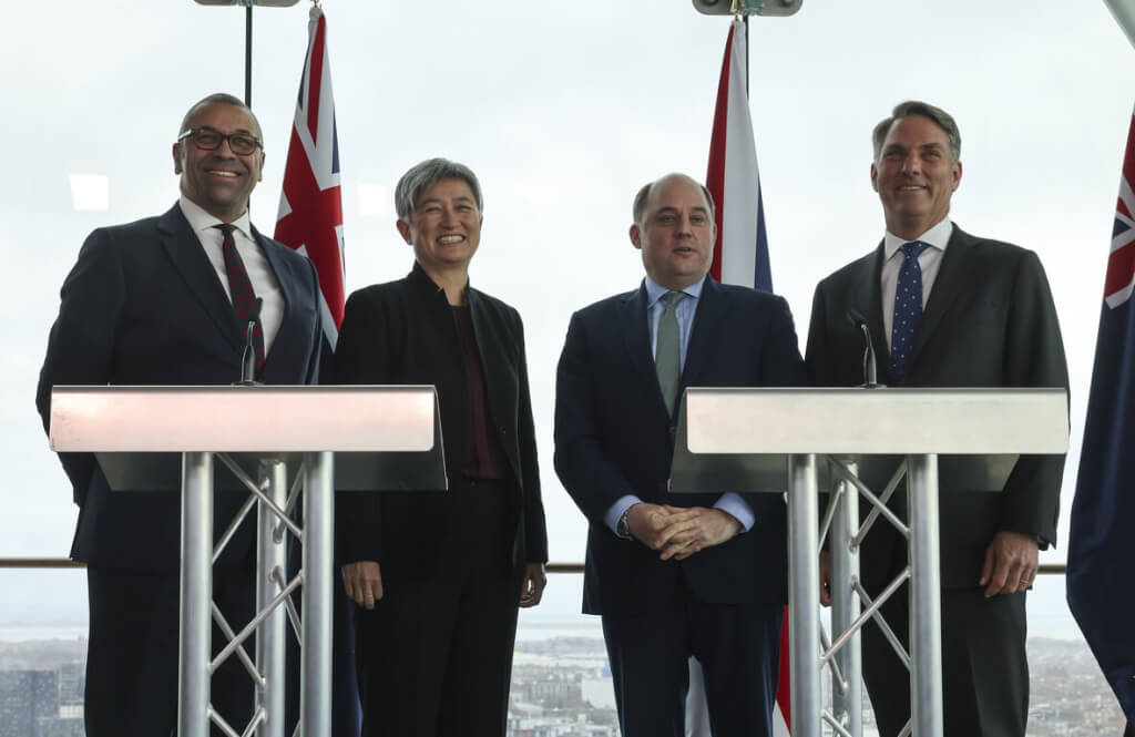 英國與澳洲外交和國防部長年度會議AUKMIN倫敦時間2日發布會後聯合聲明。 圖：英國首相府提供
