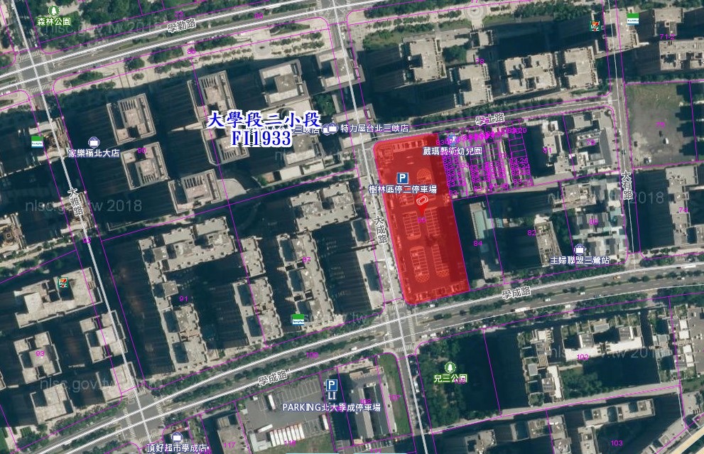 「台北大學特定區停二用地」屬都市計畫停車場用地，基地面積約6200平方公尺。 圖：新北市經發局提供